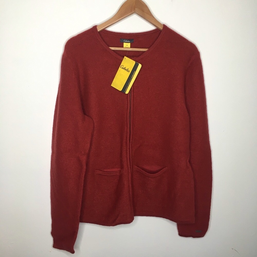 Cabela’s Red Zip Up Long Sleeve Wool Jacket L/G